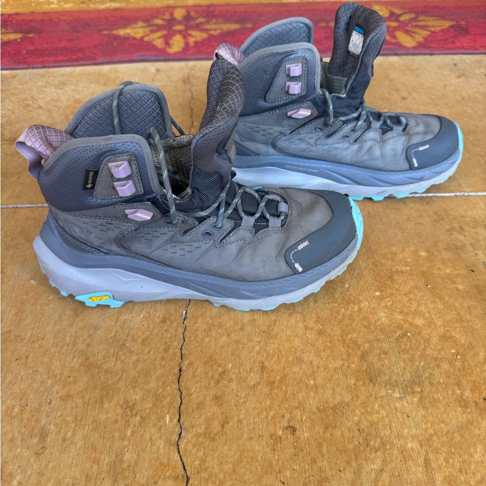 Hoka One One Gray and Teal Athletic Shoes - Picture 8 of 8